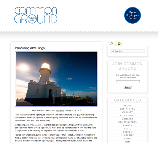Alexander Frings featured on Common Ground Byron Bay