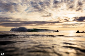 Byron Bay perfect barrels at sunrise.